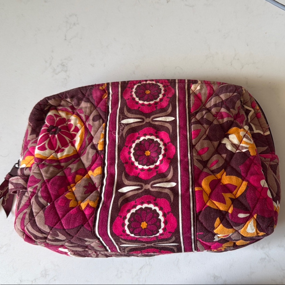 Vera Bradley Floral Quilted Pouch - Pink, Yellow, Brown